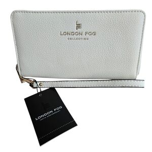 Brand New London Fog‎ Samantha Zip-Around White Wristlet Wallet